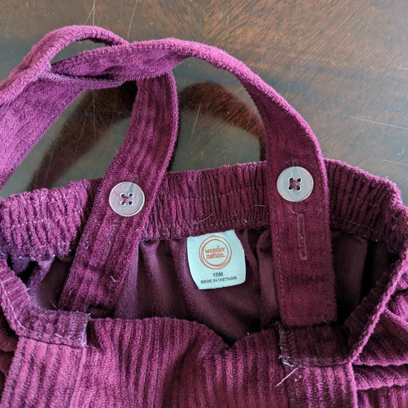 Wonder Nation ~ Baby Girl's Maroon Corduroy Jumper Size 18 months - Picture 6 of 10